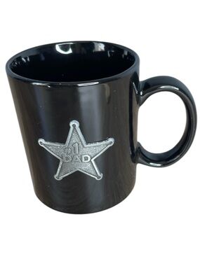 #1 Dad Mug with 3D Silver Star Badge 10oz Ceramic